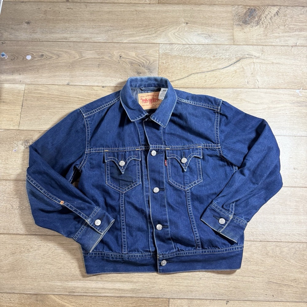 Levi's Type 1 Iconic Trucker Jacket Men's XL Dark Wash Denim Blue Red Tab READ